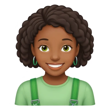 black girl with green braces on her teeth smiling sticker