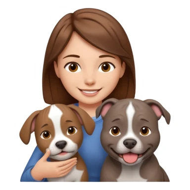 Grey pitbull with Brown haired Girl  sticker
