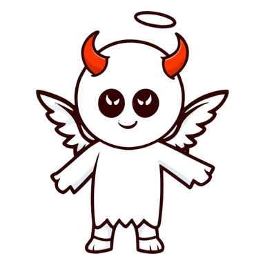 devil with angel halo sticker