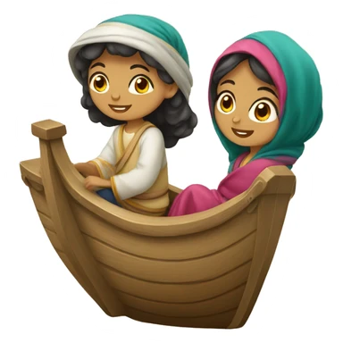 Enfants Arabe dans un bateau sticker