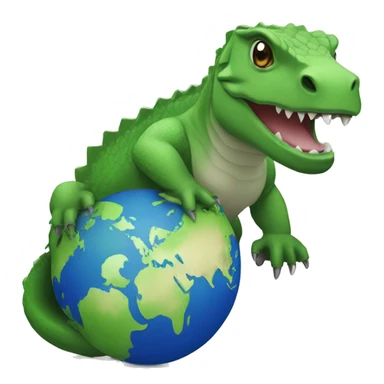 A komodo holding a world globe sticker