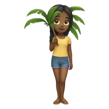 Girl carrying small palm tree sticker