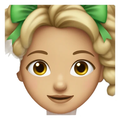 tan girl and green eyes with pink bow sticker