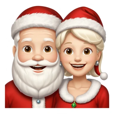 SANTA Y MAMA CLAUSE SONRIENDO CON ORTODONCIA EN DIENTES sticker