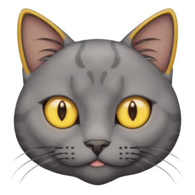A gray cat with yellow eyes named max he is very cute and  he is a boy add text saying I made Maw an emoji sticker