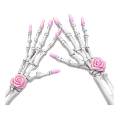 Pretty skeleton hand 5 fingers with pink nails manicure girly design but stylish minimalistic sticker