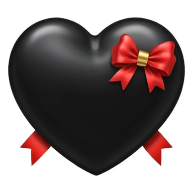 glossy black heart with a gold bow sticker