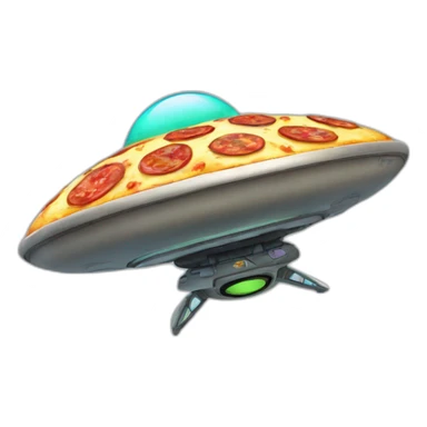 Flying saucer with pizza planet decals sticker