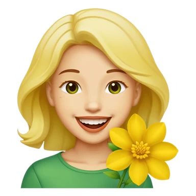 Normal emoji biting a flower sticker