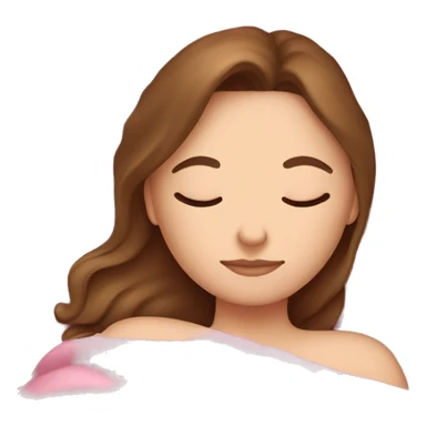 White girl with brown hair sleeping with pink blanket sticker