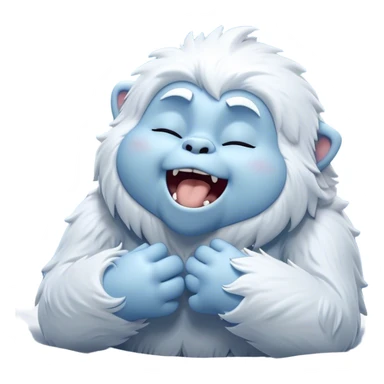 Cinematic Cute Yawning Yeti Portrait Emoji, with a charming, fluffy, snow-dusted figure in gentle whites and cool blues, head tilting back in a wide, endearing yawn with softly closed, peaceful eyes and a content little smile, simplified yet irresistibly adorable, highly detailed with a soft, frosty glow and outline capturing the serene slumber of a yeti! sticker