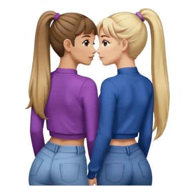  Ariana grande back view with long hair in a ponytail leaning on another girl with long hair in a ponytail  sticker