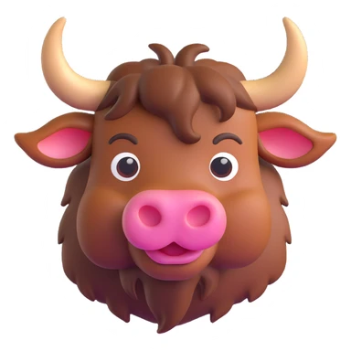 yak, 3D emoji style, soft shading, lively and expressive, suitable for app icon sticker