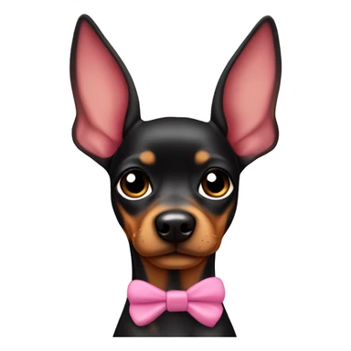 black tan pinscher big ears girly pink bow sticker
