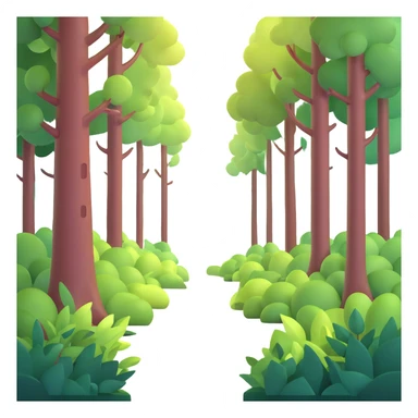 dense forest with sunlight filtering through trees sticker