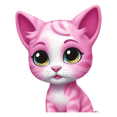 ethereal cute pink cat littlest pet shop lisa frank style sticker
