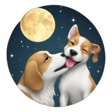 cat-kissing-dog-on-the-moon sticker