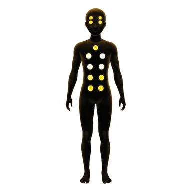 human silhouette with seven glowing dots along the body sticker