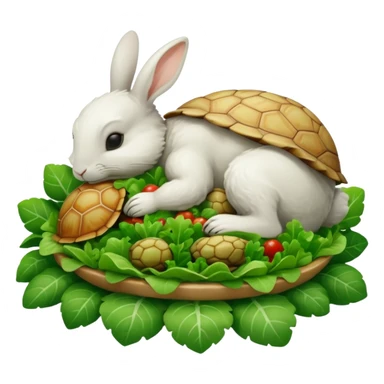  lapin qui dort et la tortu qui mange de la salade sticker