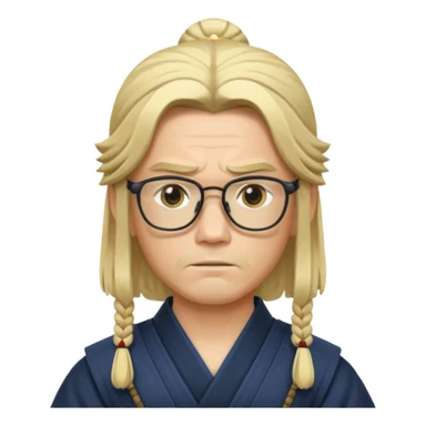 samurai, slim, long blonde hair , glasses sticker