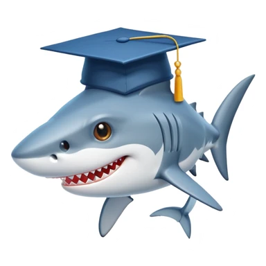 Shark in a graduation cap sticker