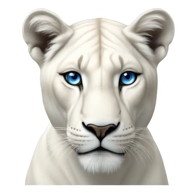  realistic white lioness no mane with blue eyes sticker