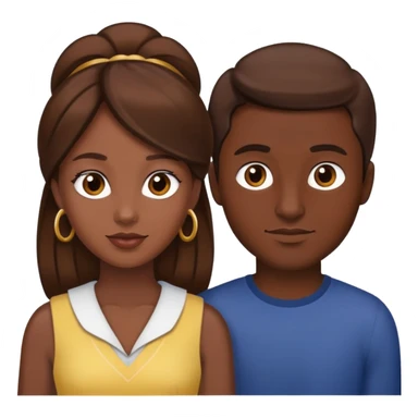 Dark skin lady with brown hair fair skin man with brown  sticker