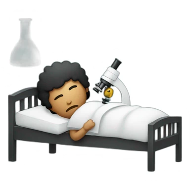 Sleepy Black hair man with microscope and pillow sticker