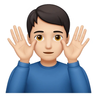 Covering the face with hands and peeping through your finger sticker