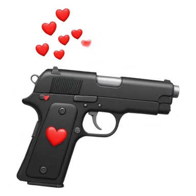 Black hand gun shooting a stream of hearts out of it  sticker
