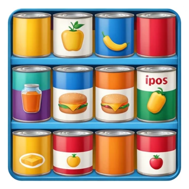 a box labeled food filled with canned food sticker