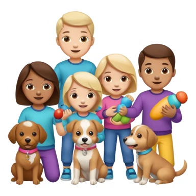 children with dog toys sticker
