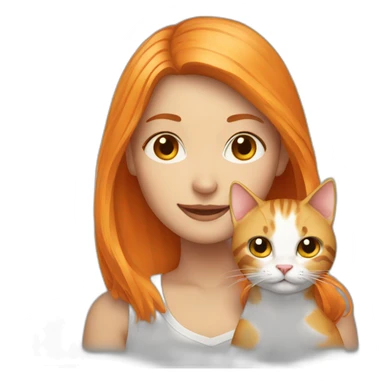 Girl blonde with Orange hair hold a cat sticker