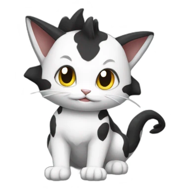 Sitting-Black-and-White-cat-dragon-type-pokemon sticker