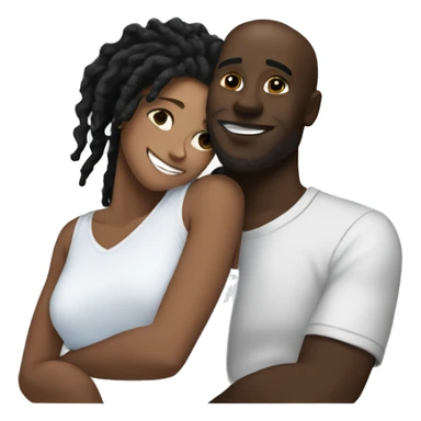 Black man with dreads cuddling with white girl with curly hair sticker