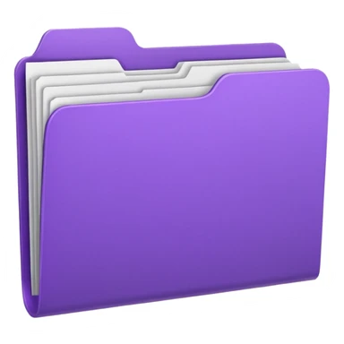 purple folder with papers inside, papers barely visible, slightly 3D style sticker