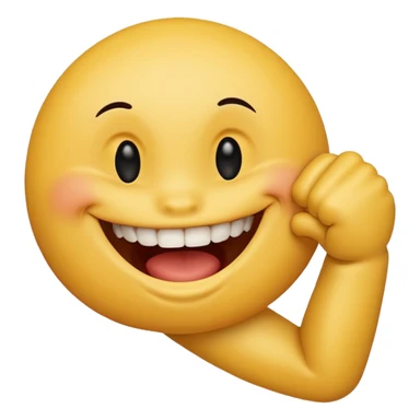 Smiley face biting an arm sticker