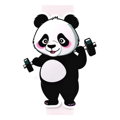 Panda lifting weights sticker