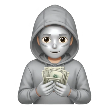 Hoodied holding money silver skin sticker