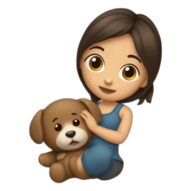 Une fille brune avec un Doudou sticker