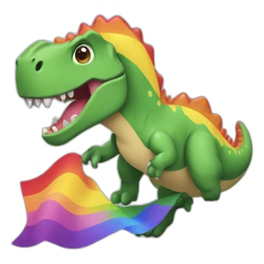 Dinosaurio sosteniendo la bandera lgbt sticker