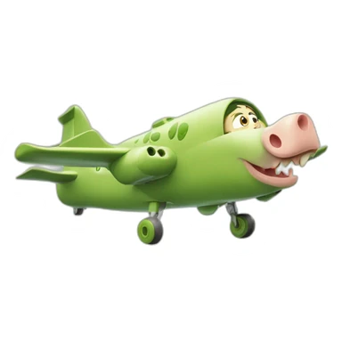 Cochon sur avion avec une tête de crocodile sticker