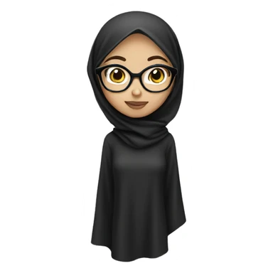 Light skinned girl wearing a black hijab with white glasses sticker