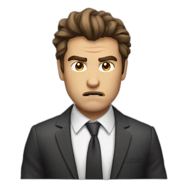 Angry boss in suit brown hair sticker