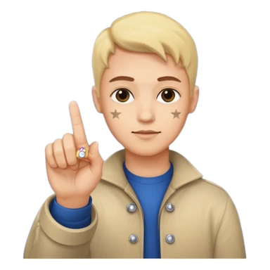 index finger pointing with a star at the fingertip and yod symbols surrounding the finger sticker