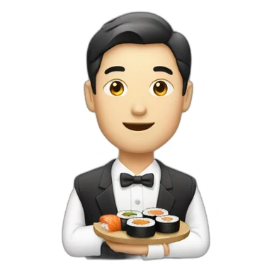 Rich business man eating sushi sticker