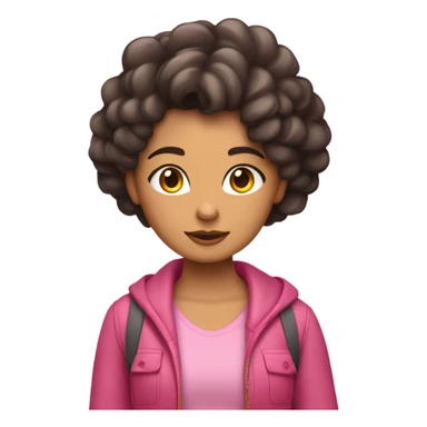 chica pelinegra morena con el pelo riza largo muy largo y con ropa rosa sticker