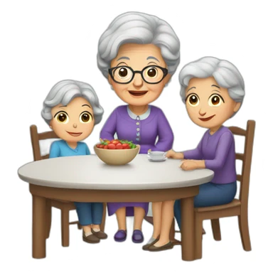 Granny with family in the table sticker