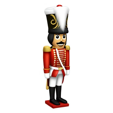 A classic wooden nutcracker figure, dressed in a colorful soldier uniform with a tall hat, bold details, and a functional lever for cracking nuts. sticker