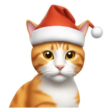 Orange white cat wearing Santa costume sticker